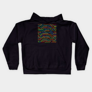 Colorful PCB printed circuit board  trace lines art Kids Hoodie